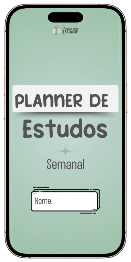 Planner de Estudos em mockup de celular